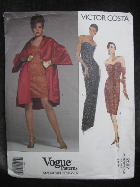 New Vogue 2587 Victor Costa Coat & Evening Dress Sewing Pattern Misses Size 12 14 16