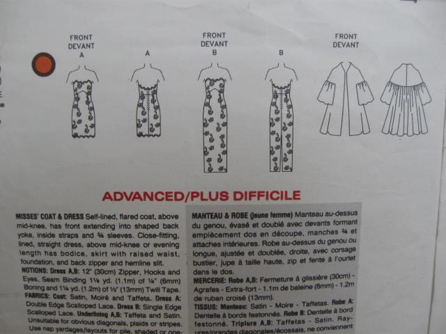 New Vogue 2587 Victor Costa Coat & Evening Dress Sewing Pattern Misses Size 12 14 16