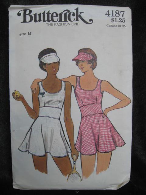 New Vintage Butterick 4187 Misses Tennis Dress Sewing Pattern Size 8