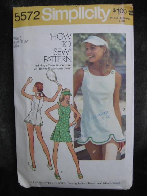 Vintage Simplicity 5572 Misses Tennis Dress Sewing Pattern Size 8