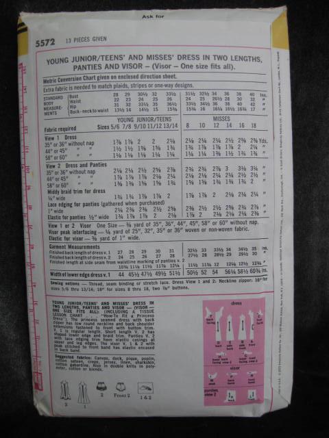 Vintage Simplicity 5572 Misses Tennis Dress Sewing Pattern Size 8