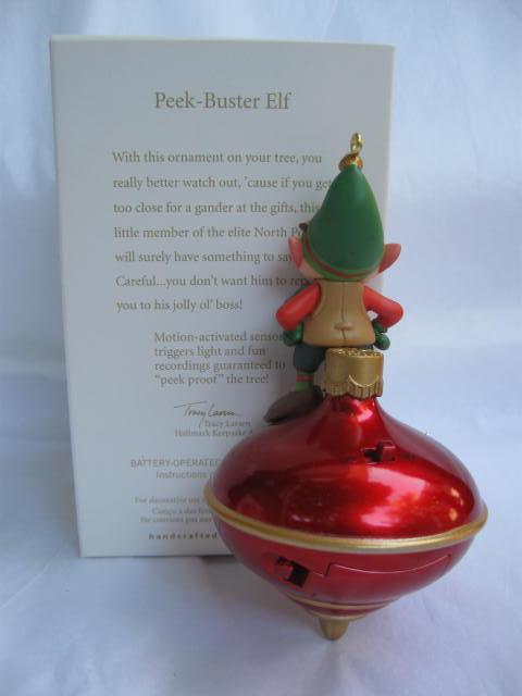 Hallmark 2008 Elf Peek Buster Magic Light & Sound With Motion Sensor No Peeking Christmas Ornament Peekbuster