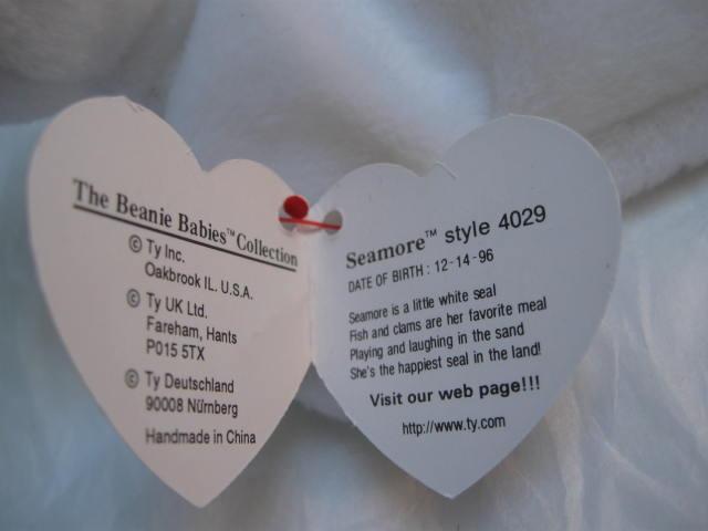 Ty Seamore The White Seal Retired Beanie Baby MWMT's