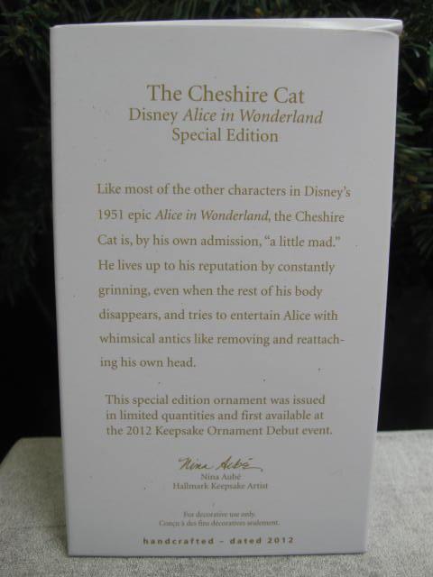 Hallmark 2012 Cheshire Cat Alice In Wonderland Special Limited Edition Christmas Tree Ornament