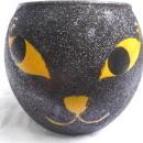 2 Glass Black Cat Tealight Candle Holders Glitter Finish