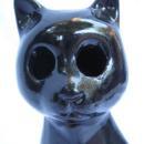 Vintage Kmart Ceramic Halloween Black Cat With Jack O Lantern Tea Light Candle Holder.