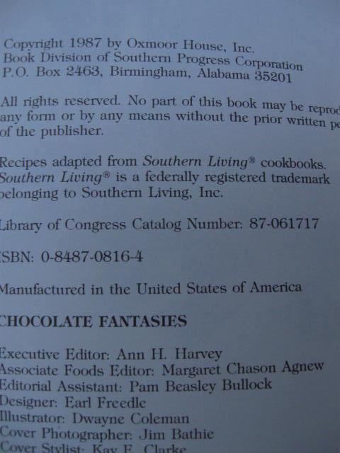 Chocolate Fantasies Cook Book 1987 First Printing
