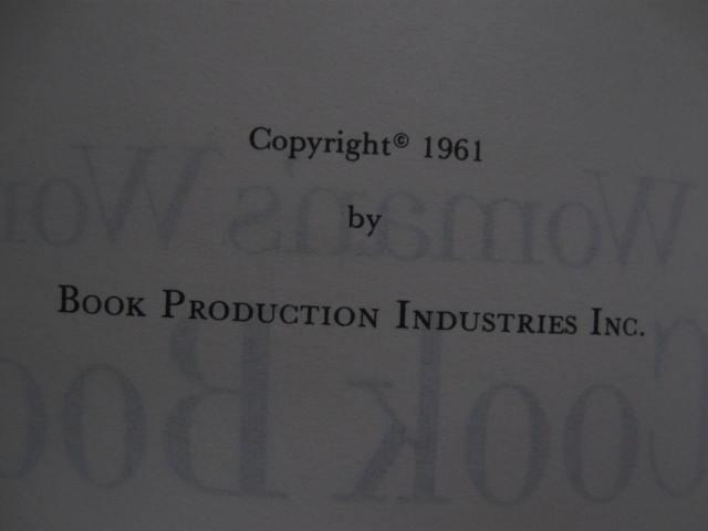 Woman's World Cook Book Copyright 1961