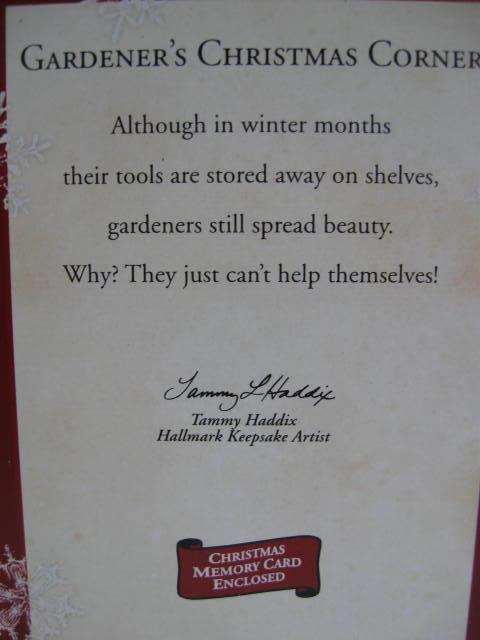Hallmark 2002 Gardener's Christmas Corner Christmas Tree Ornament