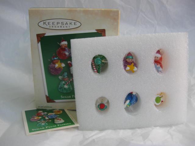 Hallmark 2002 Sugar Plum Fairies Set Of 6 Miniature Feather Tree Christmas Tree Ornaments