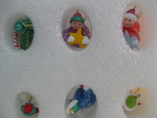 Hallmark 2002 Sugar Plum Fairies Set Of 6 Miniature Feather Tree Christmas Tree Ornaments