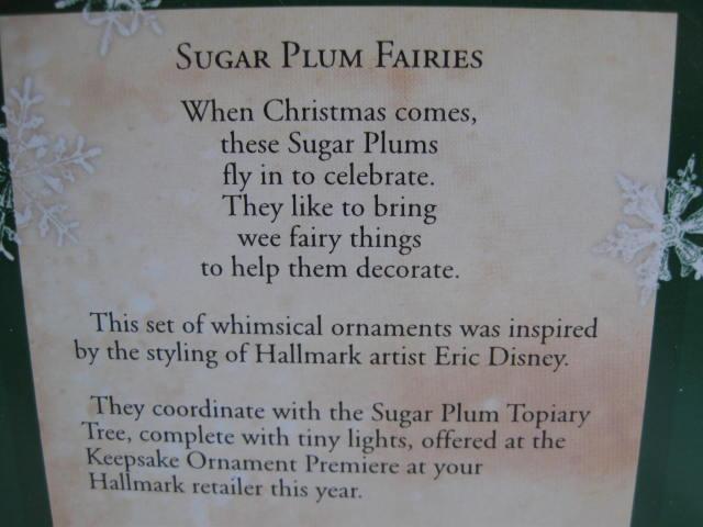 Hallmark 2002 Sugar Plum Fairies Set Of 6 Miniature Feather Tree Christmas Tree Ornaments