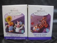 Lot Of 2 Hallmark 1998 The Garden of Piglet & Pooh + Tigger In The Garden Christmas Tree Ornaments