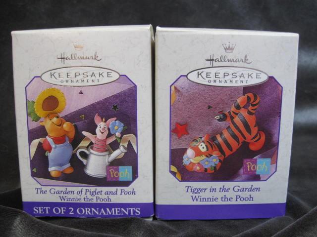 Lot Of 2 Hallmark 1998 The Garden of Piglet & Pooh + Tigger In The Garden Christmas Tree Ornaments