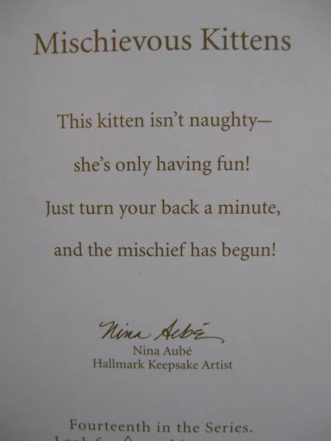 Hallmark 2012 Mischievous Kittens 14th In Series Christmas Tree Ornament