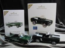 Hallmark 2007 & 2012 1964 1/2 Ford Mustang & 1959 Gillham Special Lot of 2 Kiddie Car Classics Special Limited Edition Repaint Christmas Tree Ornaments