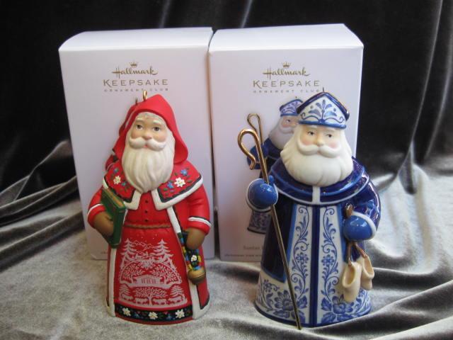 Hallmark 2010 & 2012 Switzerland Netherlands Lot Of 2 Santa's From Around The World Limited Quantity Koc Club Christmas Tree Ornament