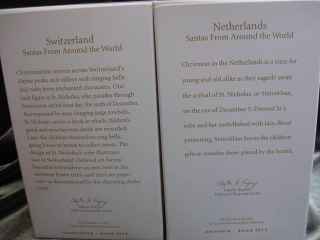 Hallmark 2010 & 2012 Switzerland Netherlands Lot Of 2 Santa's From Around The World Limited Quantity Koc Club Christmas Tree Ornament
