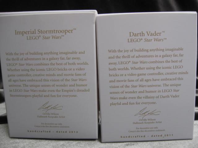 Hallmark Darth Vader & Imperil Stormtrooper Lego Star Wars Lot Of 2 Christmas Tree Ornaments 2011 & 2012