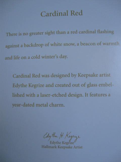 Hallmark 2012 Cardinal Red Christmas Tree Ornament