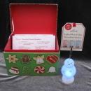 Hallmark 2007 Lighted Snowman Photo Or Recipe Card Holder + Holiday Christmas Recipe Box With Recipes