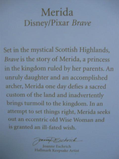 Hallmark 2012 Disney's Pixar Brave Merida Ornament Archer Bow & Arrow