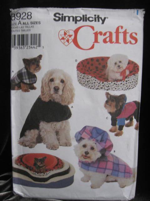 Simplicity Crafts 8928 Dog Clothes Coat & Bed Sewing Pattern