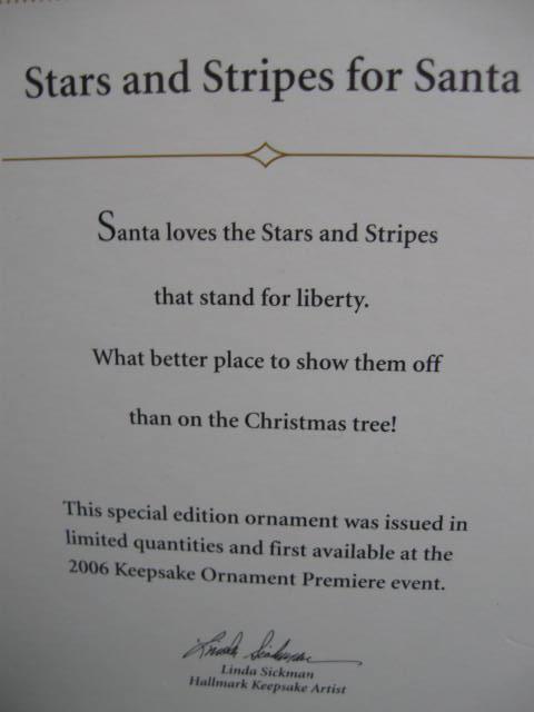 Hallmark 2006 Stars & Stripes for Santa Limited Patriotic USA Flag Ornament