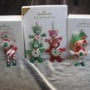 Hallmark 2006 2007 2008 Peppermint Pals Pup & Sweet Treat Elf Lot of 3 Christmas Tree Ornaments