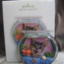 Hallmark 2008 The Curious Kitty Fish Bowl Photo Holder & Magnet Christmas Tree Ornaments