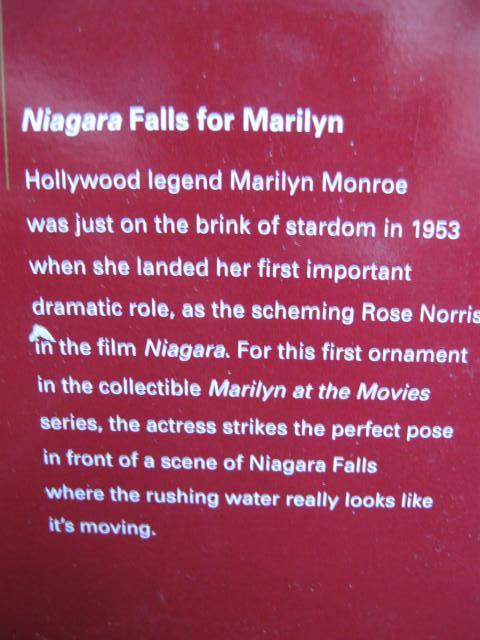 Niagara Falls For Marilyn 1st In Series Marilyn Monroe 2005 Carlton Heirloom Ornament