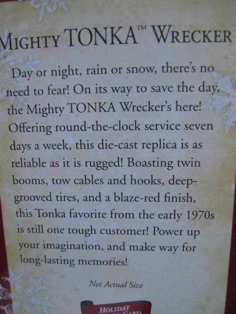 Hallmark 2005 Mighty Tonka Wrecker Christmas Tree Ornament