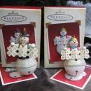 Hallmark 2005 Dad or Father & Son Snowman Snowboy Lot Of 2 Christmas Tree Ornaments