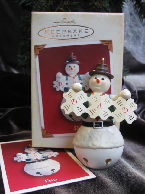 Hallmark 2005 Dad or Father & Son Snowman Snowboy Lot Of 2 Christmas Tree Ornaments