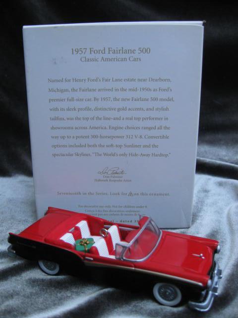 Hallmark 2007 1957 Ford Fairlane 500 #17 In Classic American Cars Series Christmas Tree Ornament