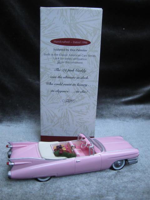 Hallmark 1996 1959 Cadillac De Ville #6 In Classic American Cars Series Christmas Tree Ornament Pink Cadillac