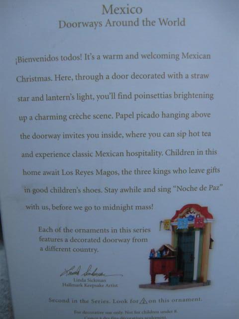 Hallmark 2008 Mexico 2nd In Doorways Around The World Series Christmas Tree Ornament