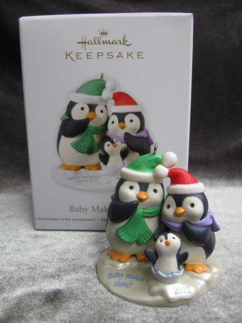 Hallmark 2012 Baby Makes Three Penguins Christmas Tree Ornament