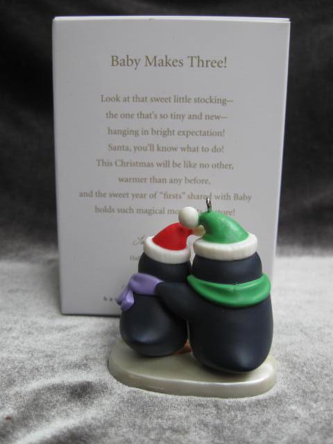 Hallmark 2012 Baby Makes Three Penguins Christmas Tree Ornament