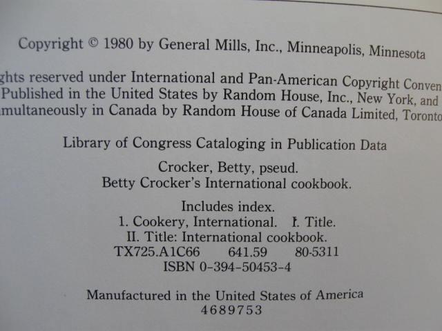 Vintage Betty Crocker's International Cookbook