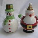 Santa Claus & Snowman Winter or Christmas Salt & Pepper Shakers S/P