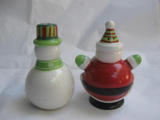 Santa Claus & Snowman Winter or Christmas Salt & Pepper Shakers S/P