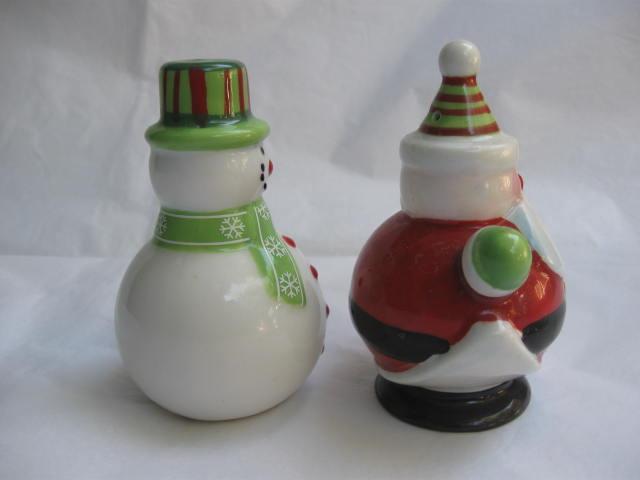 Santa Claus & Snowman Winter or Christmas Salt & Pepper Shakers S/P