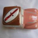 Vintage Cow Surfer In Woody With Surf Board Vandor 1988 Salt & Pepper Shakers S/P Cowabunga Dude!