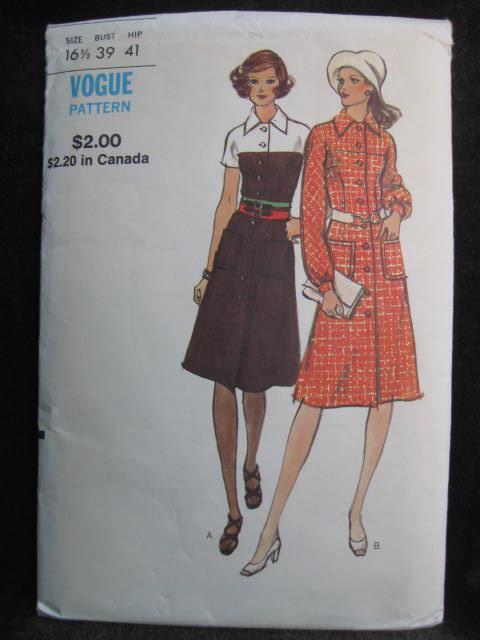 New Vintage Vogue 8209 Misses' & Half Size Semi Fitted Dress Sewing Pattern Size 16 1/2