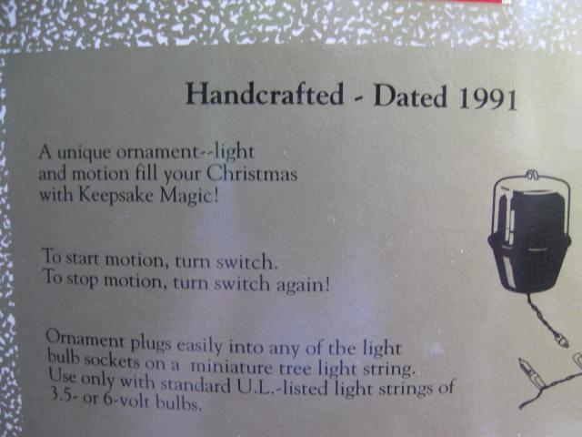 Hallmark 1991 Our First Christmas Together Tunnel Of Love Magic Light & Motion Christmas Tree Ornament