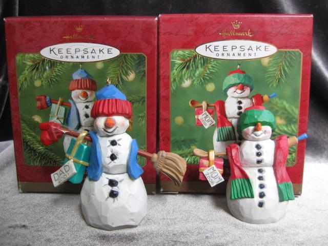 Hallmark 2001 Mom & Dad Snowman Lot Of 2 Christmas Tree Ornament