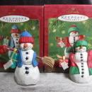 Hallmark 2001 Mom & Dad Snowman Lot Of 2 Christmas Tree Ornament