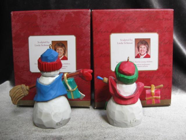 Hallmark 2001 Mom & Dad Snowman Lot Of 2 Christmas Tree Ornament
