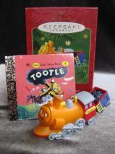 Hallmark 2001 Tootle The Train Ornament With The Little Golden Book Lot of 2